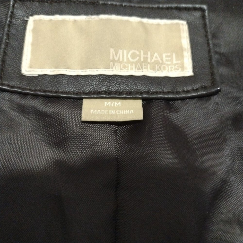Michael Michael Kors | Brown Leather Jacket | Zip Front - Picture 9 of 15